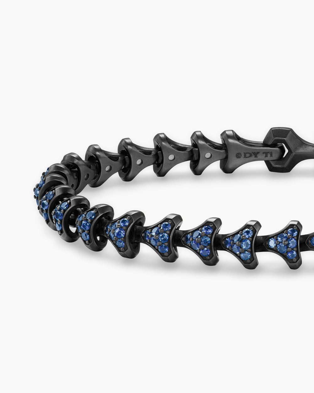 Mens Armory® Link Bracelet in Black Titanium with Sapphires, 7.5mm