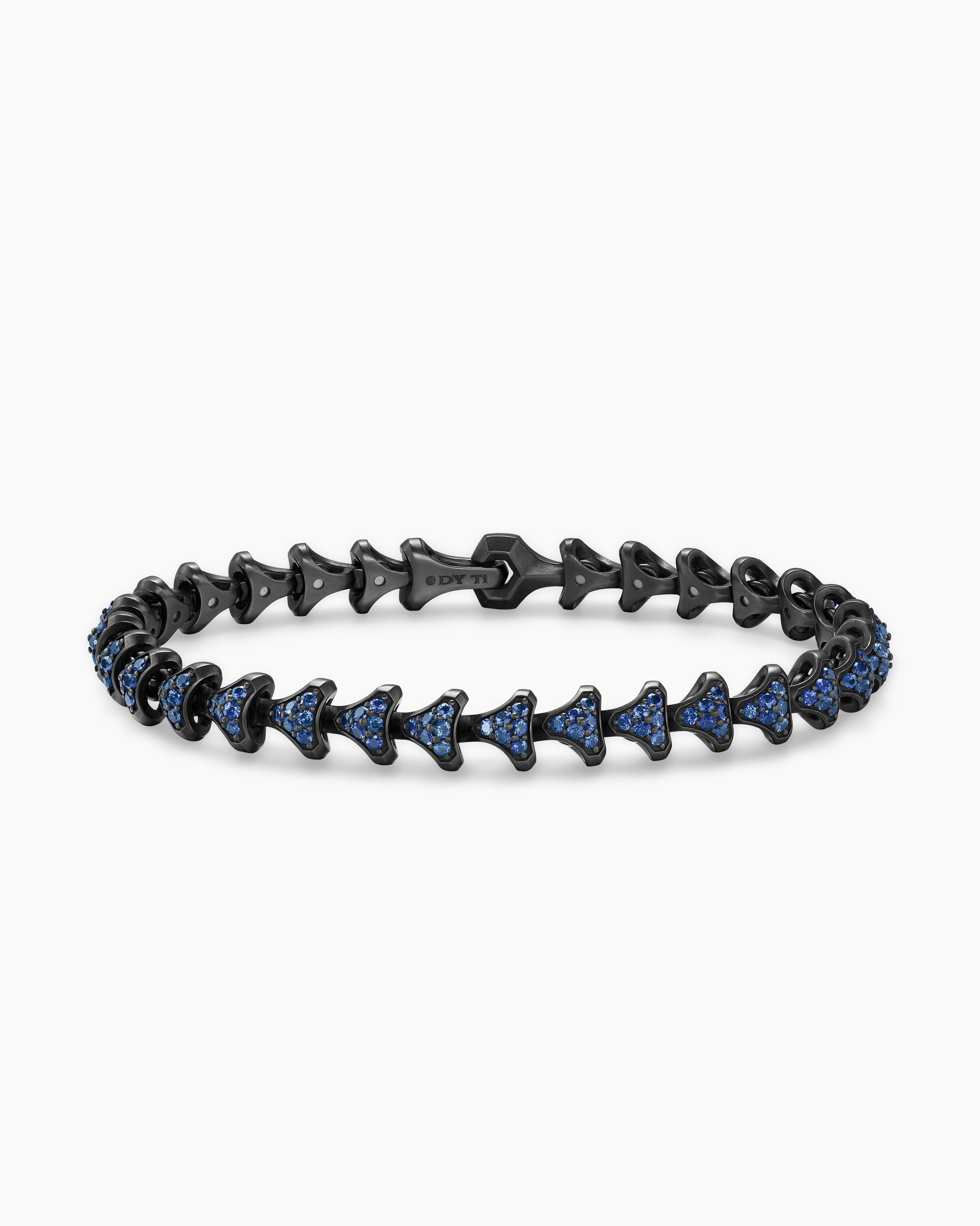 Mens Armory&reg; Link Bracelet in Black Titanium with Sapphires, 7.5mm