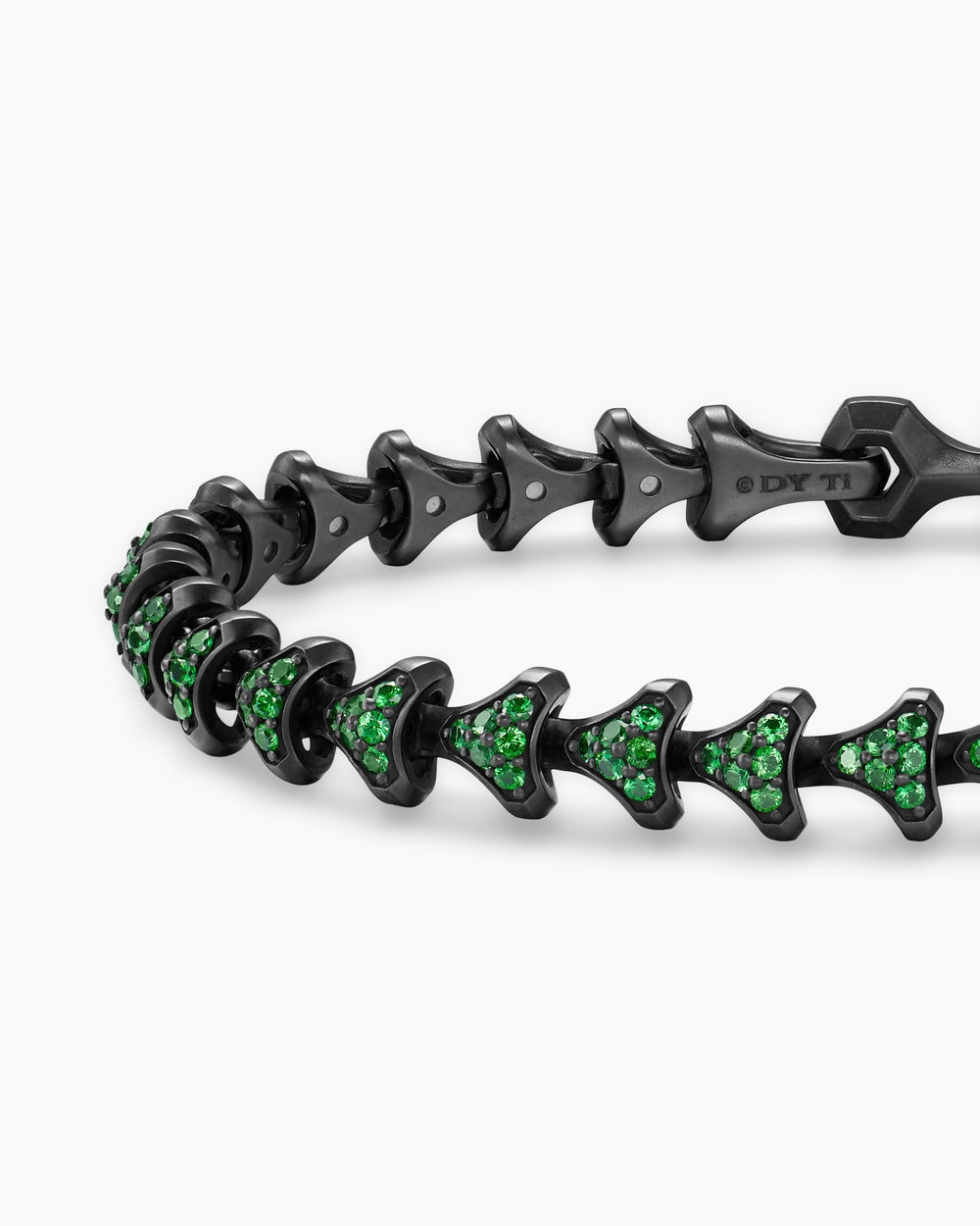 Mens Armory® Link Bracelet in Black Titanium with Tsavorites, 7.5mm