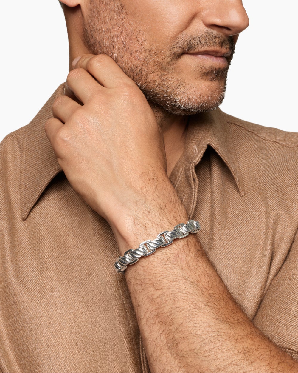 Bracelet maillon Sculpted Cable en argent massif, 12 mm homme