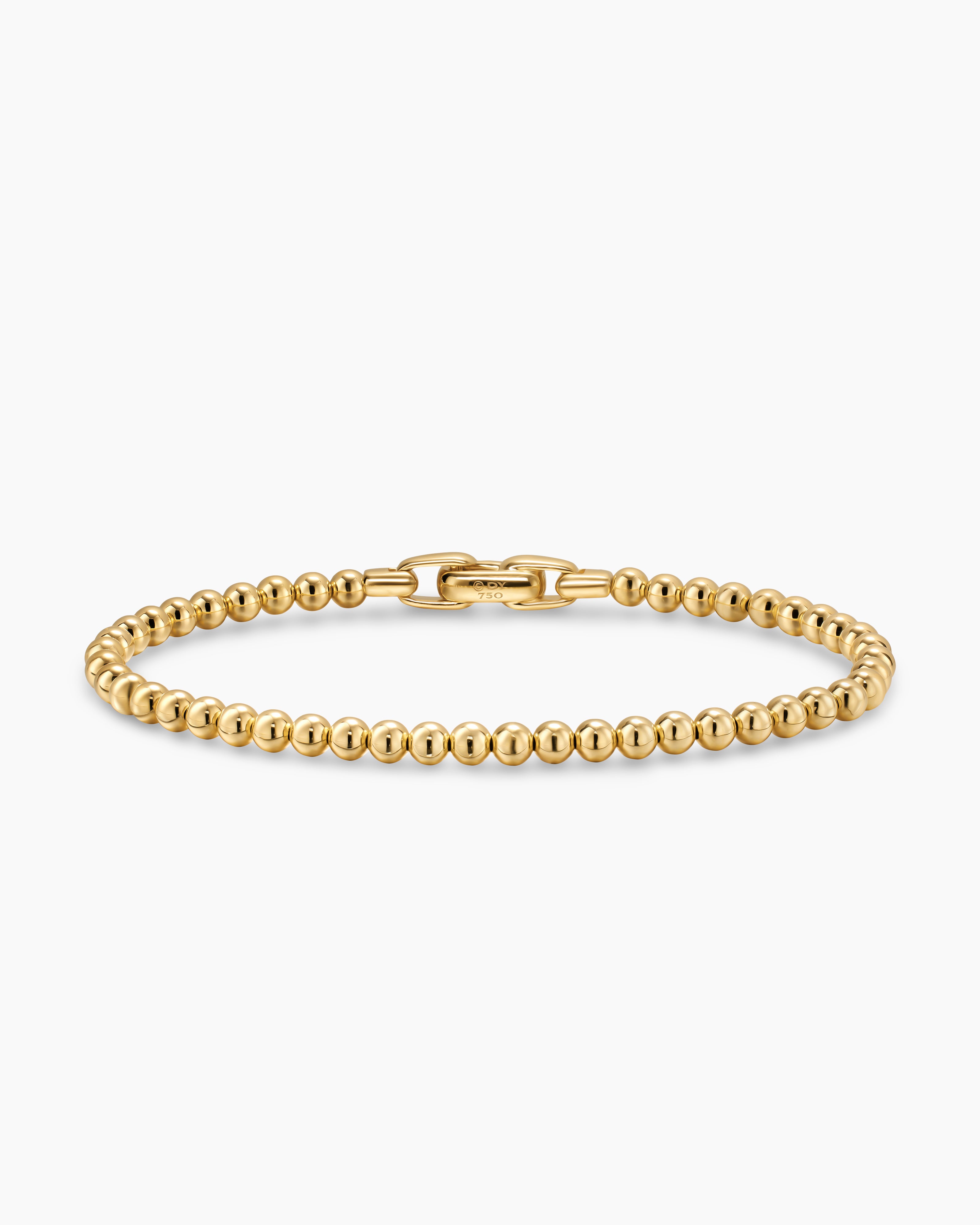 Mens Spiritual Beads Metal Bead Bracelet in 18K Yellow Gold, 4mm