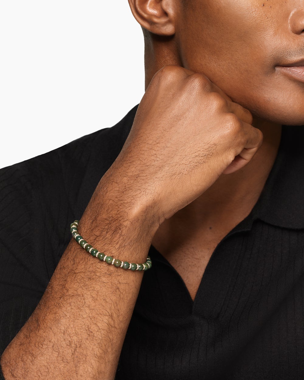 Mens Spiritual Beads Bracelet in 18K Yellow Gold, 6mm