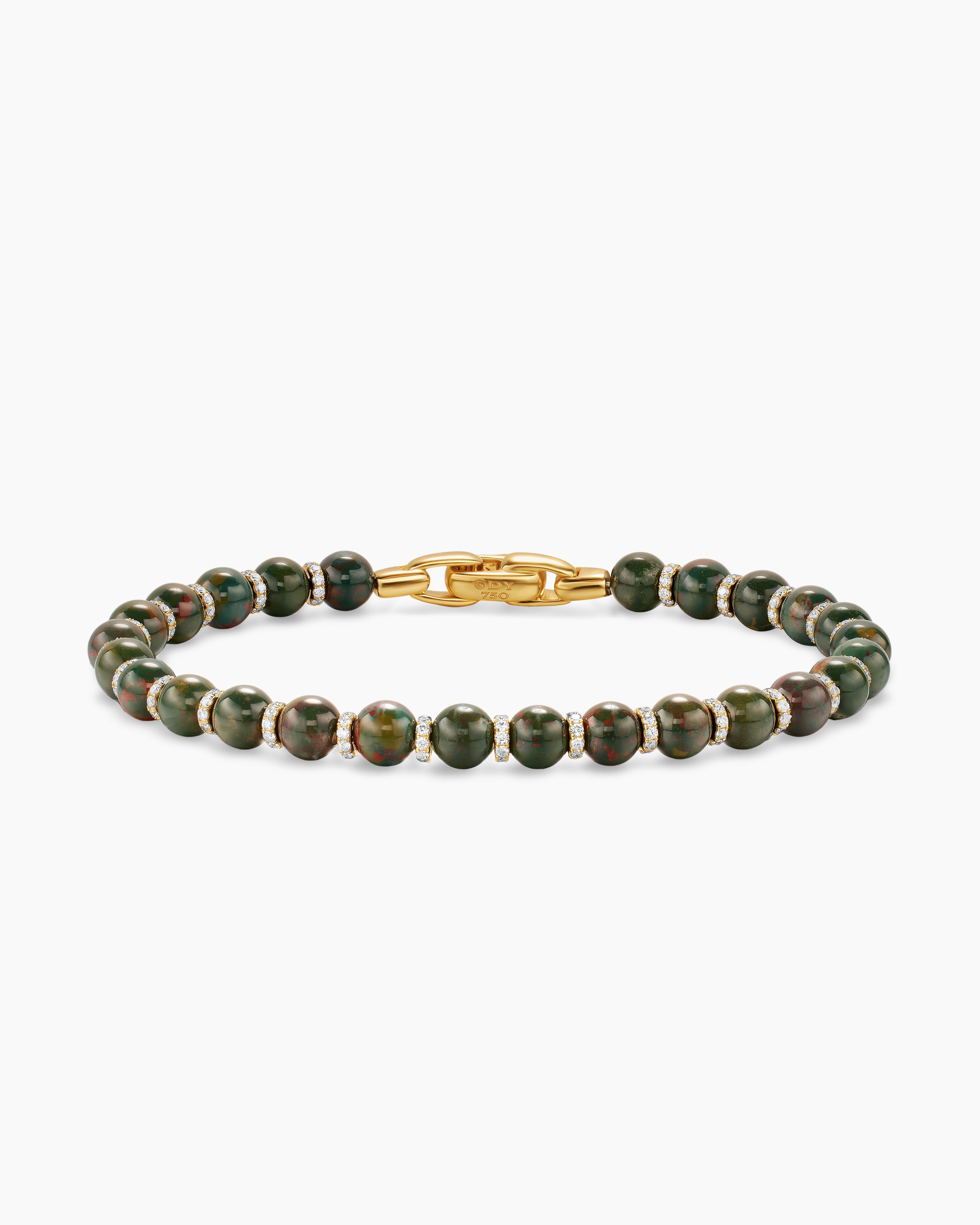 Mens Spiritual Beads Bracelet in 18K Yellow Gold, 6mm