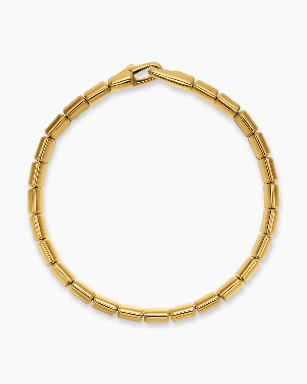 Mens Spiritual Beads Flat Bead Bracelet in 18K Yellow Gold, 8mm