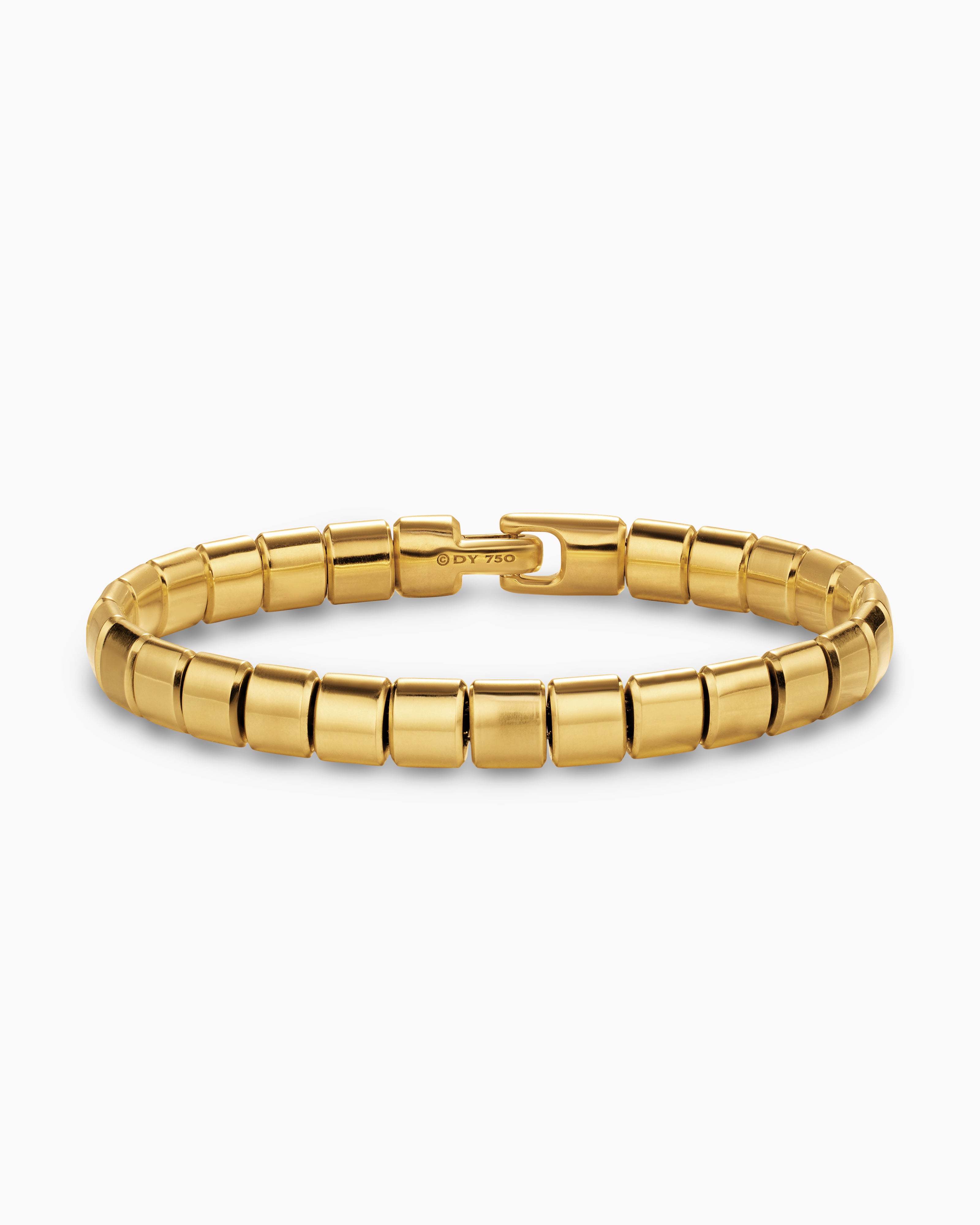 Mens Spiritual Beads Flat Bead Bracelet in 18K Yellow Gold, 8mm