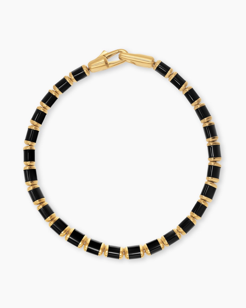 Mens Spiritual Beads Flat Bead Bracelet in 18K Yellow Gold, 8mm