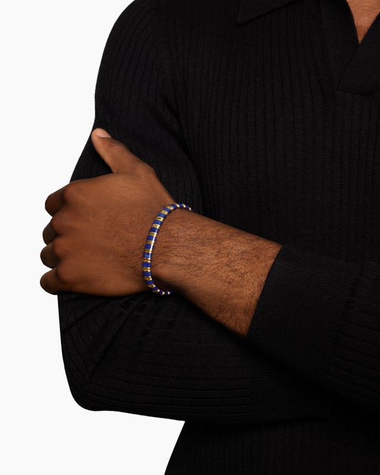 Spiritual Beads Flat Bead Bracelet in 18K Yellow Gold with Lapis, 8mm