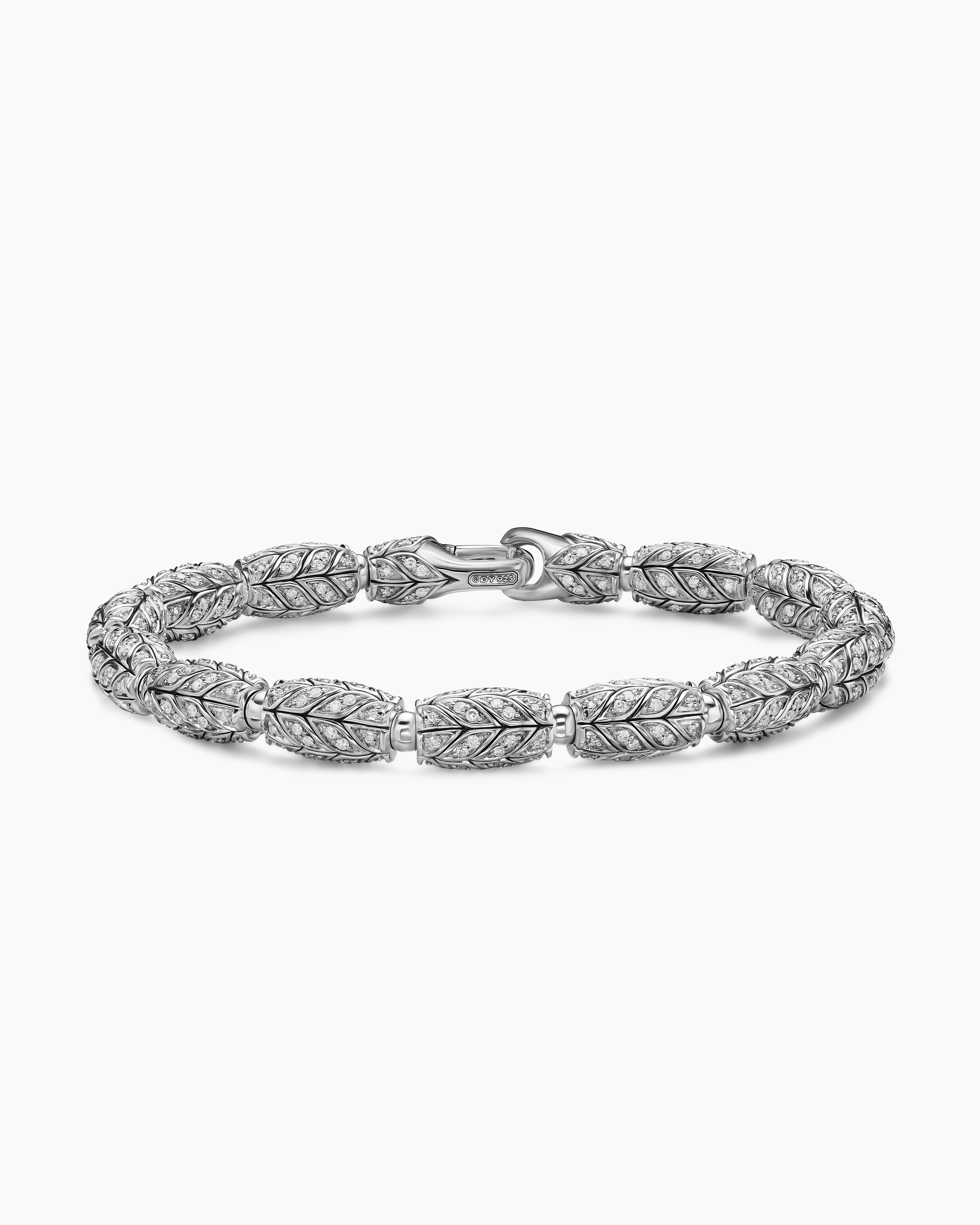 Bracelet &agrave; perles Chevron en argent sterling, 7,5 mm hommes 