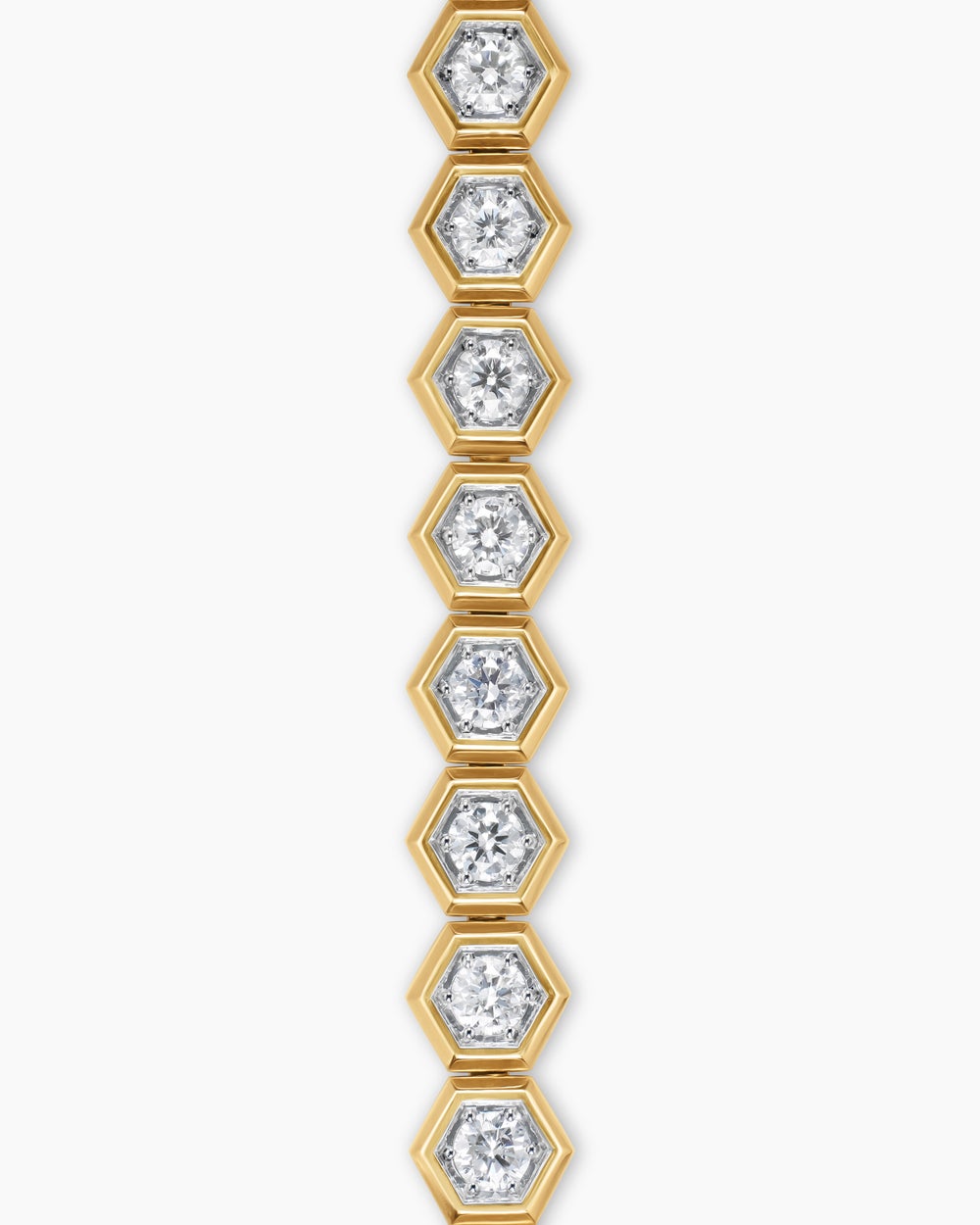 Mens Hex Pavé Tennis Bracelet in 18K Yellow Gold, 8mm