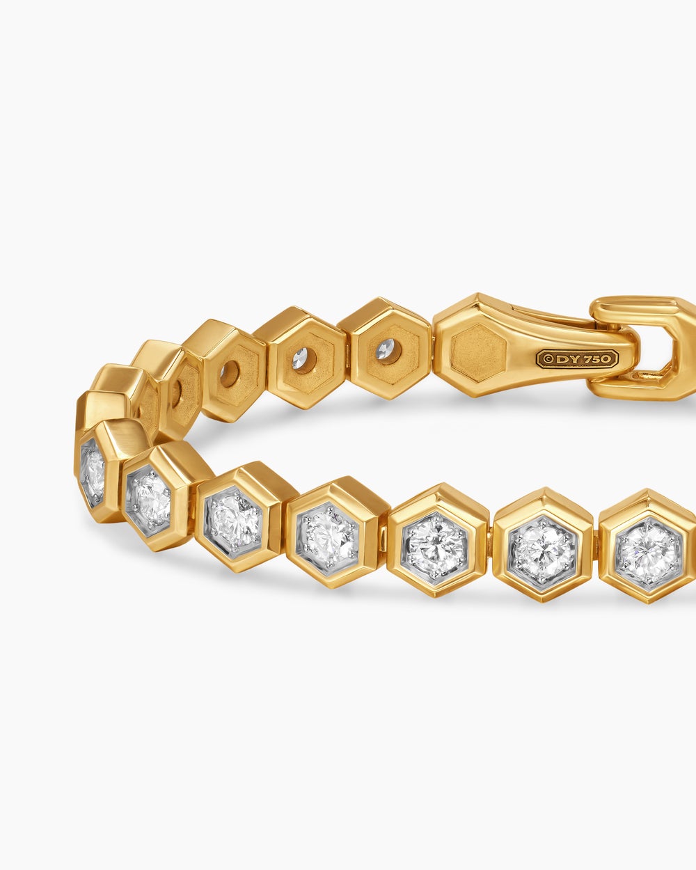Mens Hex Pavé Tennis Bracelet in 18K Yellow Gold, 8mm