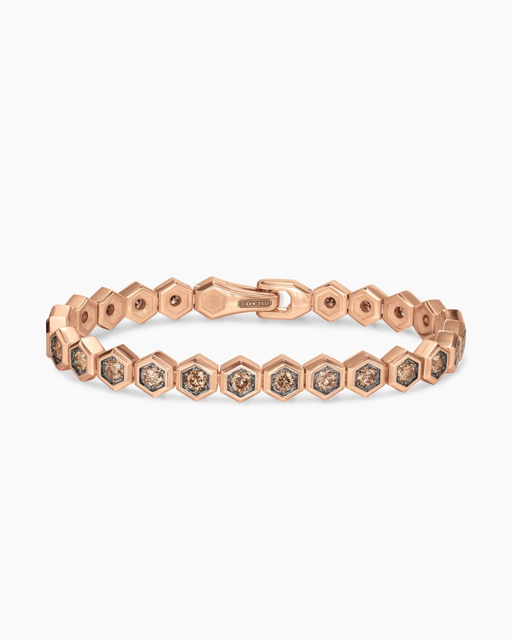 Mens Hex Pavé Tennis Bracelet in 18K Rose Gold, 8mm
