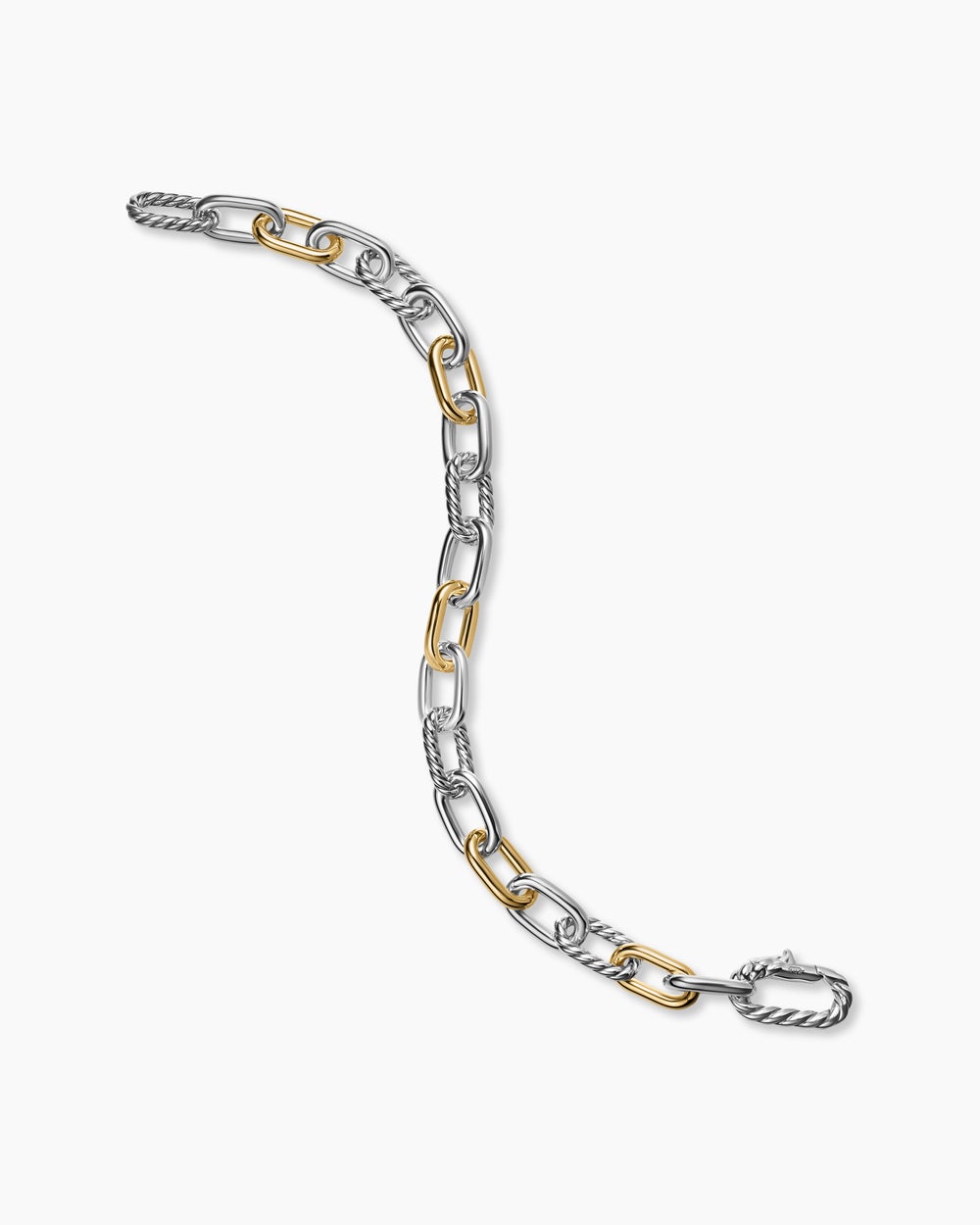 Mens DY Madison Chain Bracelet in Sterling Silver with 18K Yellow Gold, 8.5mm