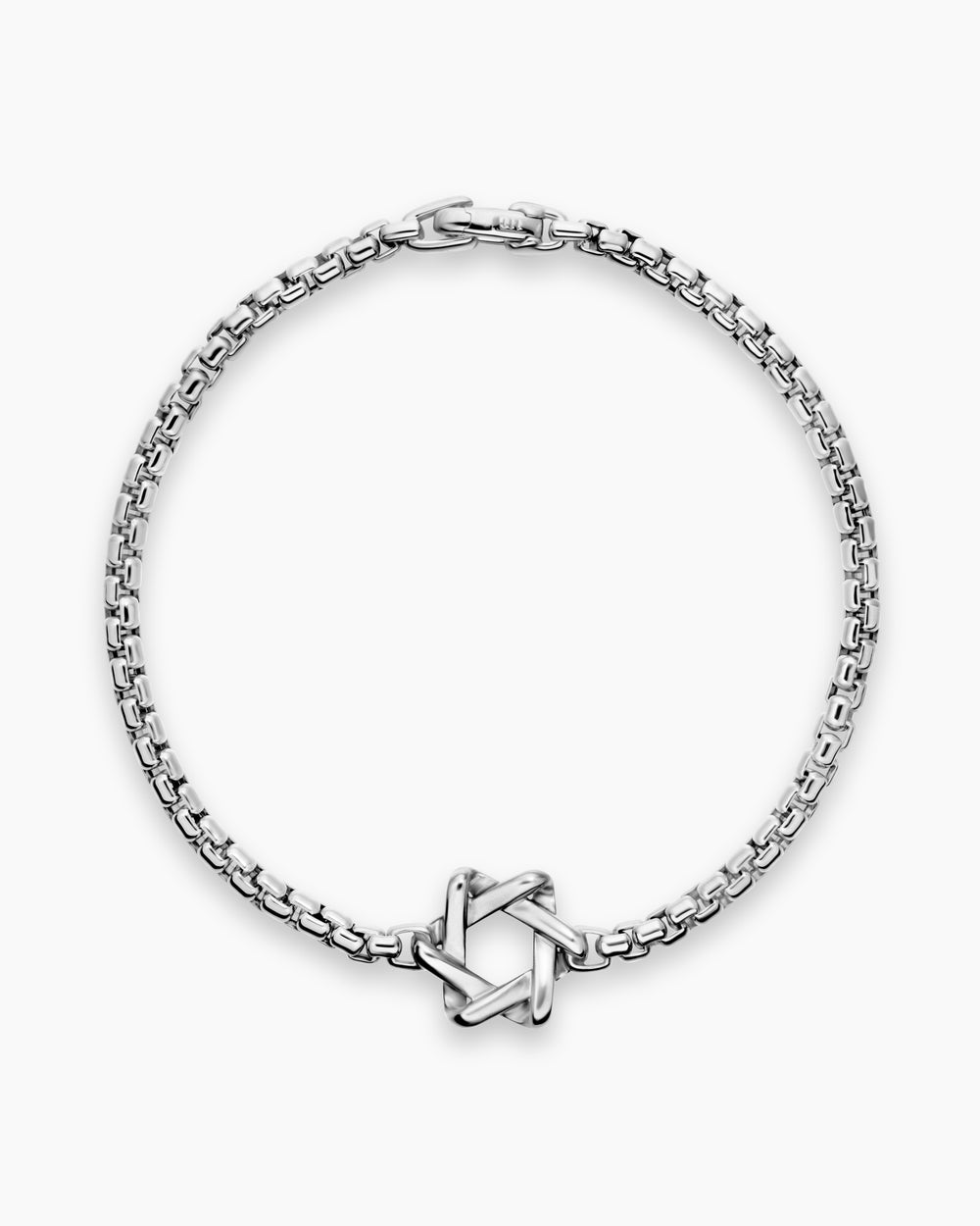 Mens Star of David Station Bracelet in Sterling Silver, 3.6mm