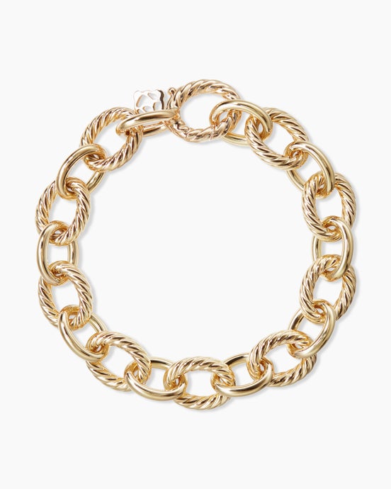 Oval Link Chain Bracelet in 18K Yellow Gold, 12mm