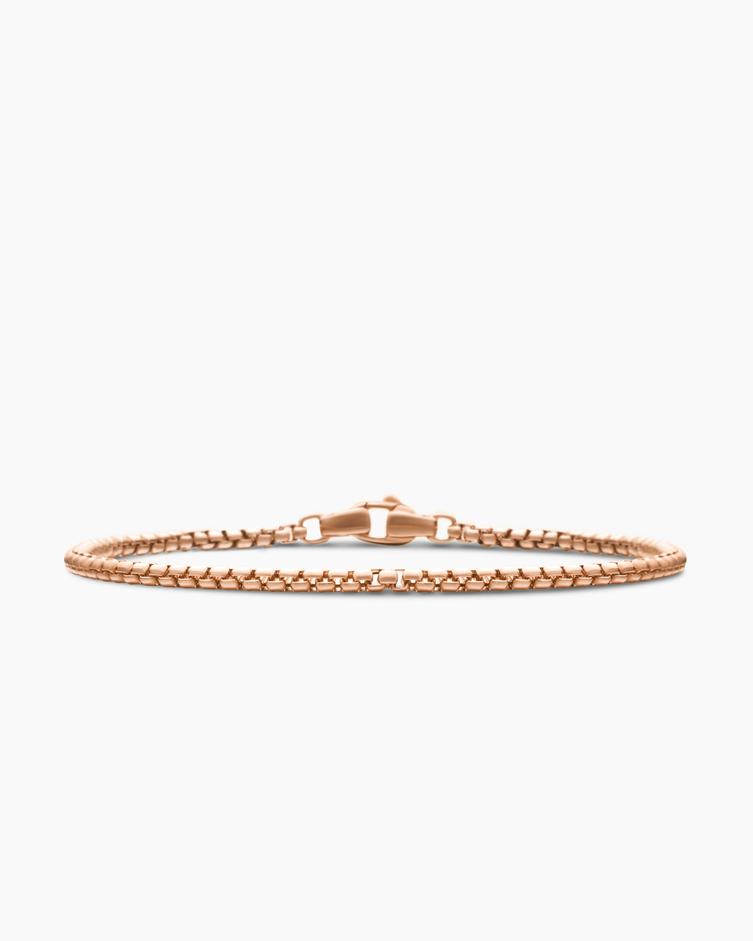 Mens Box Chain Bracelet in 18K Rose Gold, 2.7mm