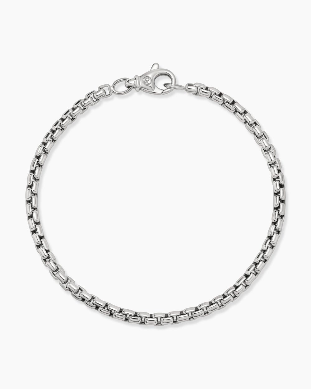 Mens Box Chain Bracelet in 18K White Gold, 3.4mm