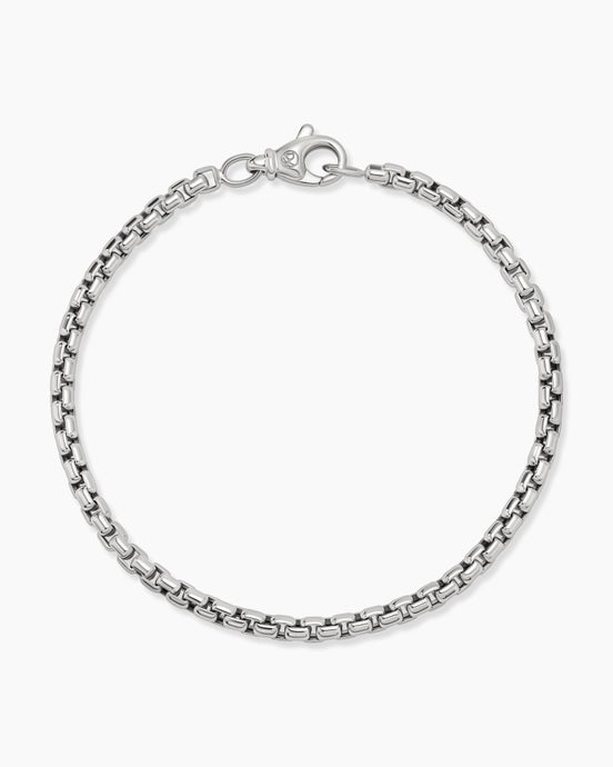 Box Chain Bracelet in 18K White Gold, 3.4mm