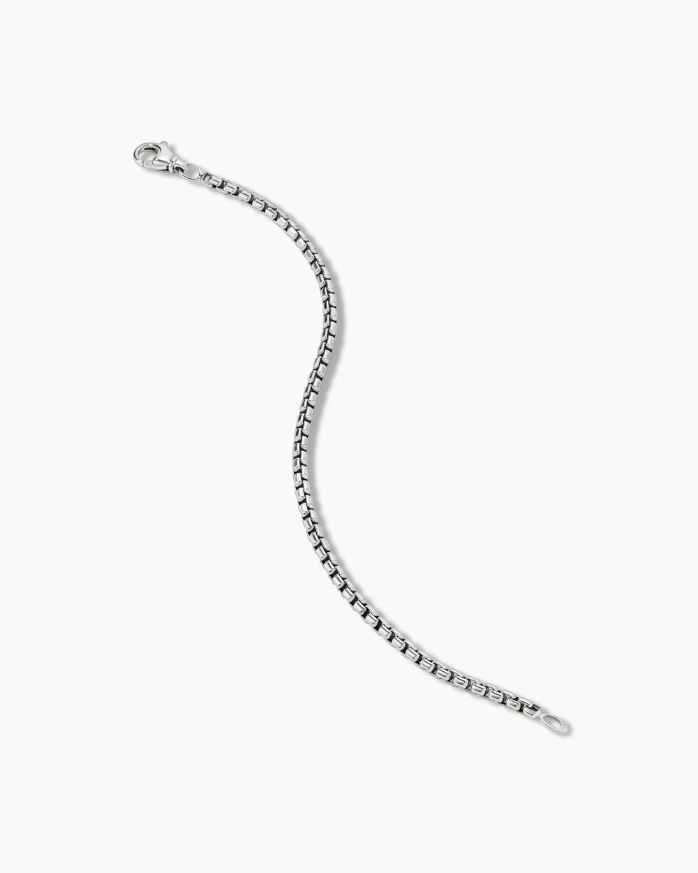 Mens Box Chain Bracelet in 18K White Gold, 3.4mm