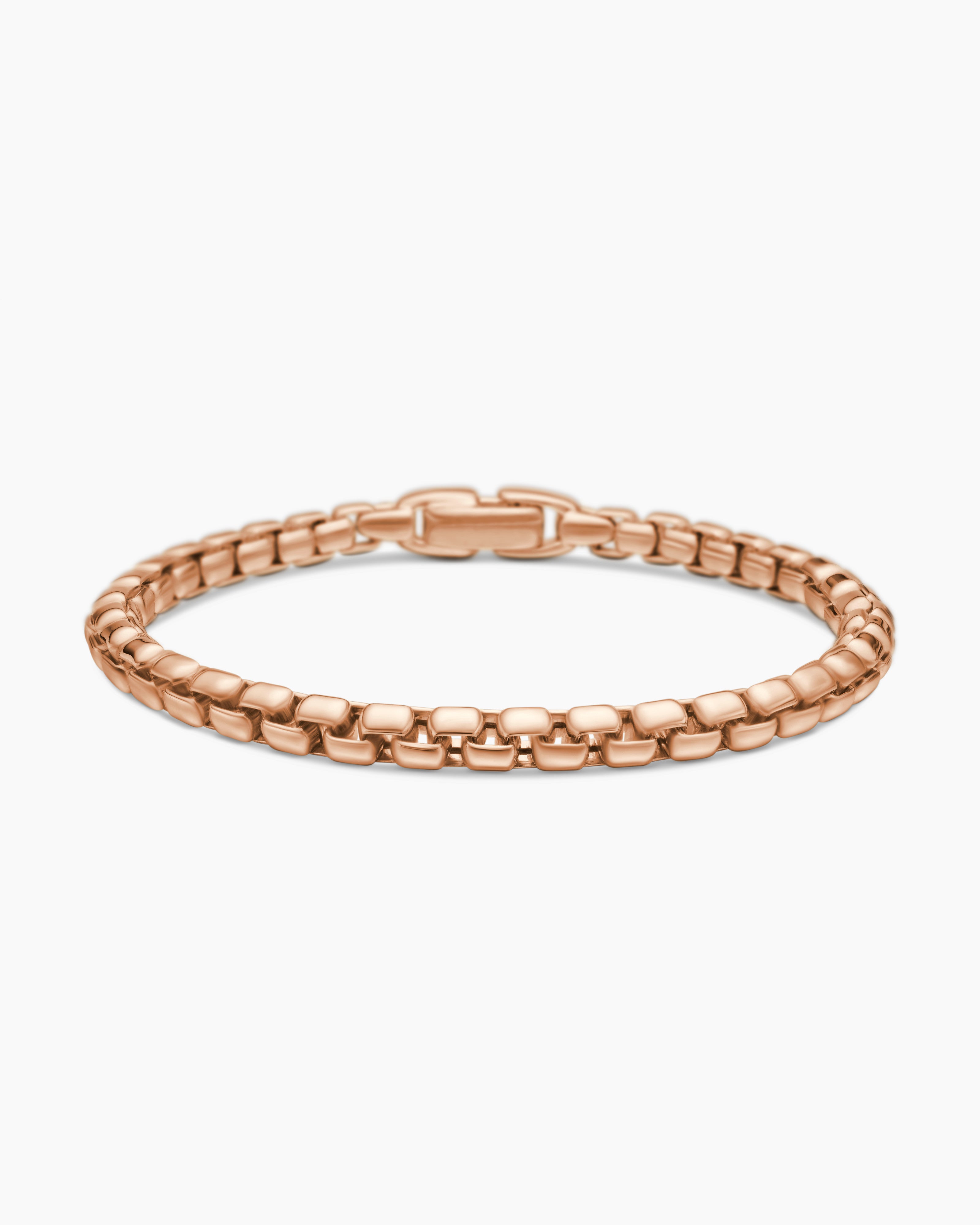 Mens Box Chain Bracelet in 18K Rose Gold, 5mm