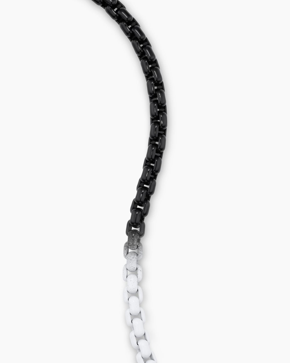 Mens Box Chain Bracelet in Sterling Silver with Black and White Stainless Steel, 5mm