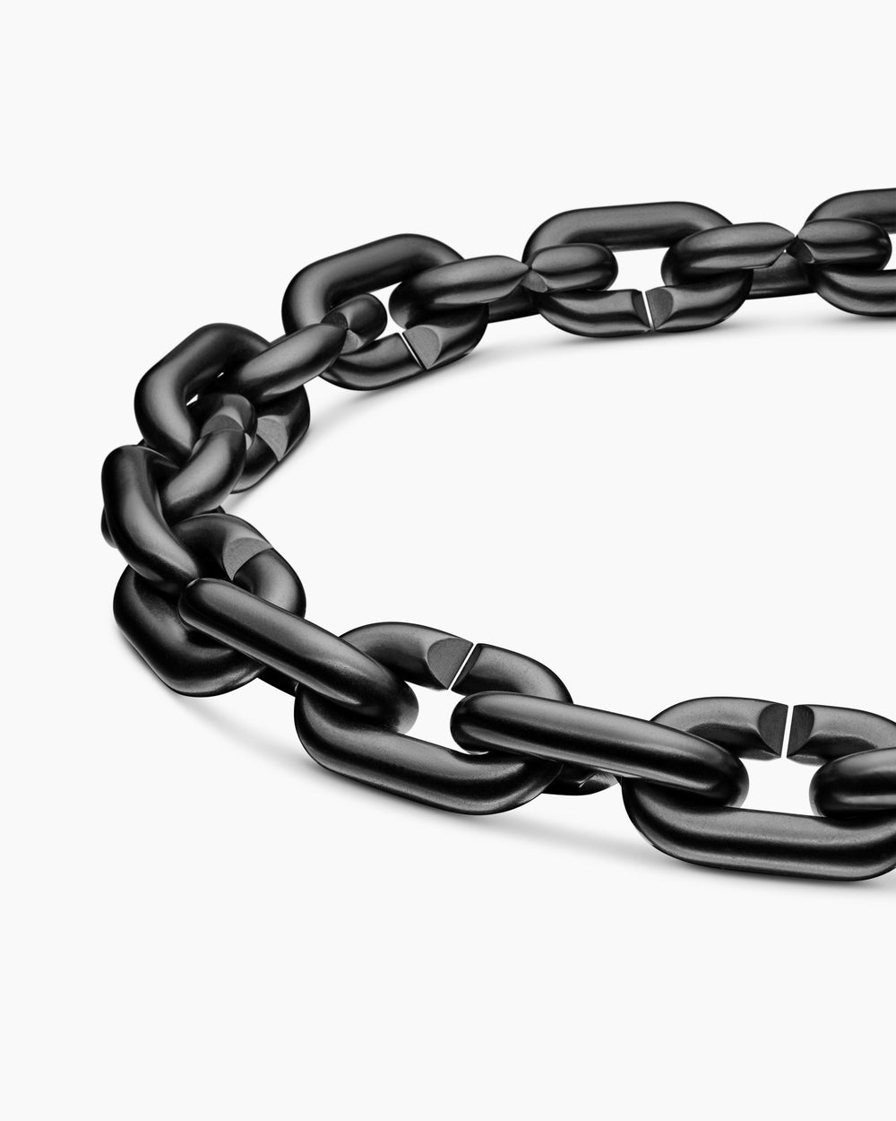 Mens Chain Links Bracelet in Black Titanium with 18K Yellow Gold, 10mm