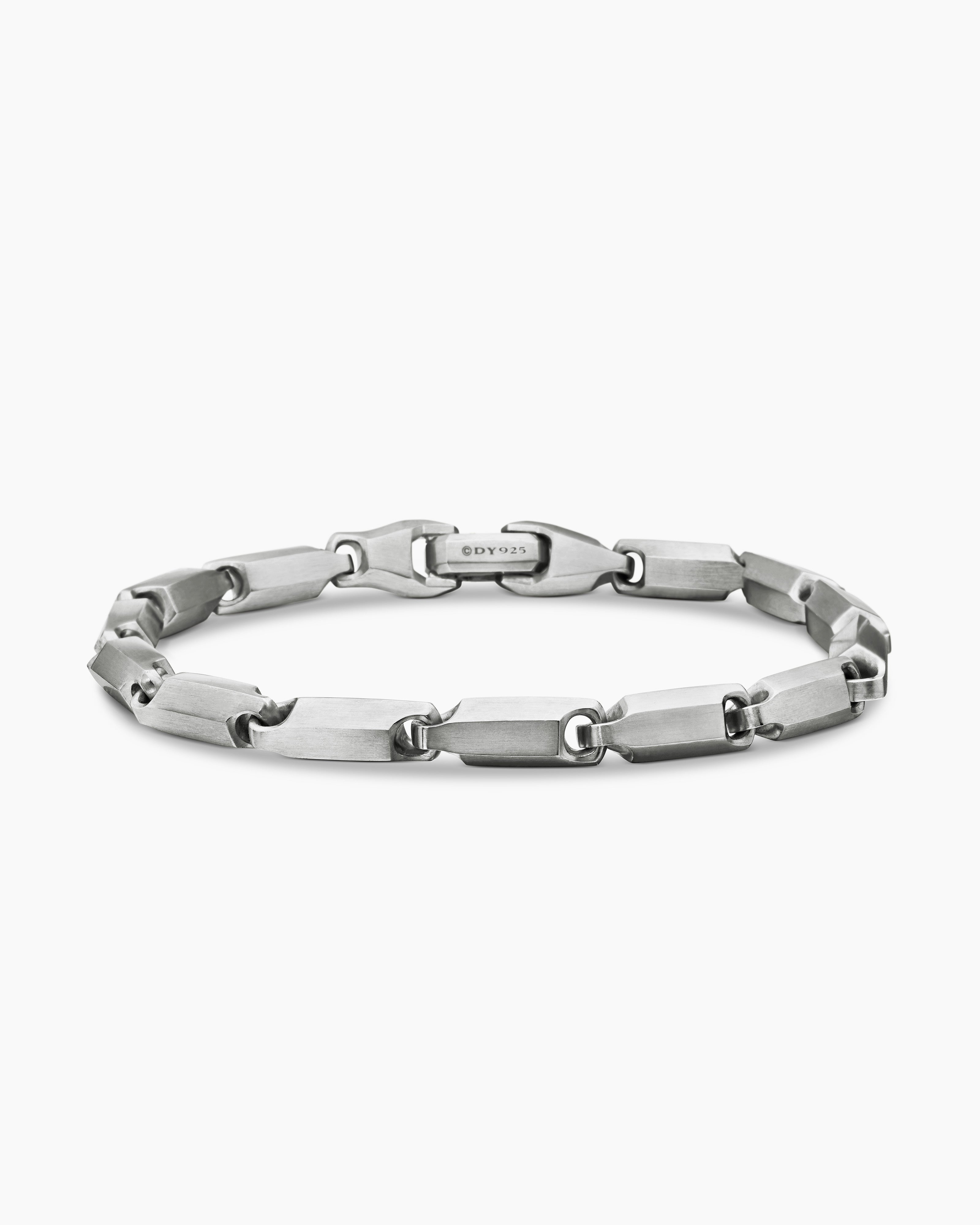 Mens Streamline Link Bracelet in Sterling Silver, 6mm