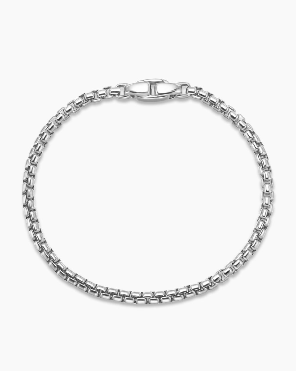Mens Box Chain Bracelet in Platinum, 3.2mm