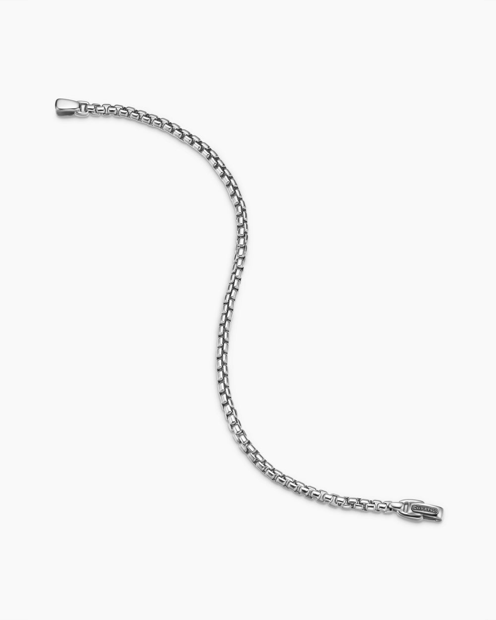 Mens Box Chain Bracelet in Platinum, 3.2mm