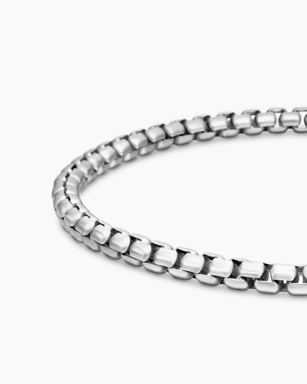 Mens Box Chain Bracelet in Platinum, 3.2mm