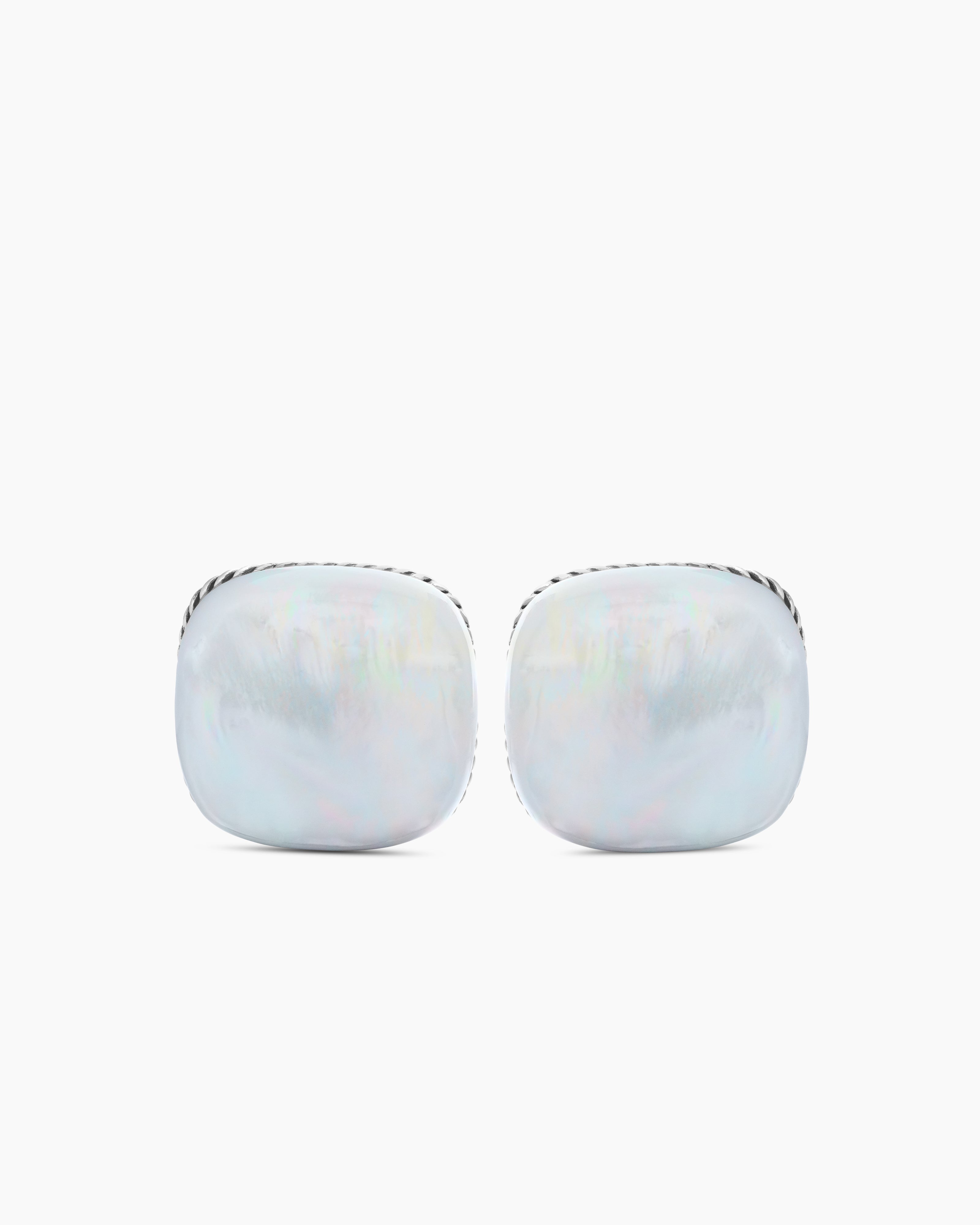 Boutons de manchette coussin Streamline&reg; en argent massif avec nacre, 17 mm homme 
