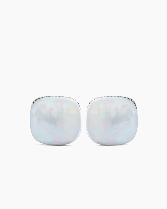 Streamline® Cushion Cufflinks in Sterling Silver with Mother of Pearl, 17mm