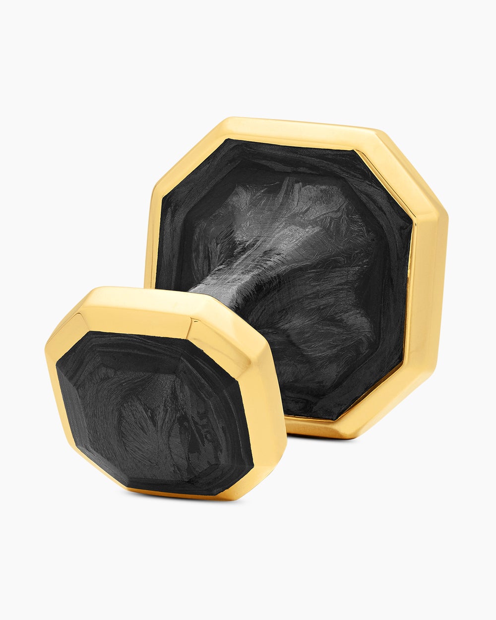 Mens Streamline® Cufflinks in 18K Yellow Gold with Forged Carbon, 15mm