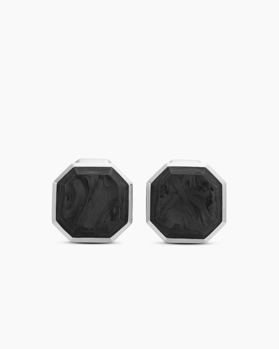 Boutons de manchette Forged Carbon et argent sterling, 15,5 mm