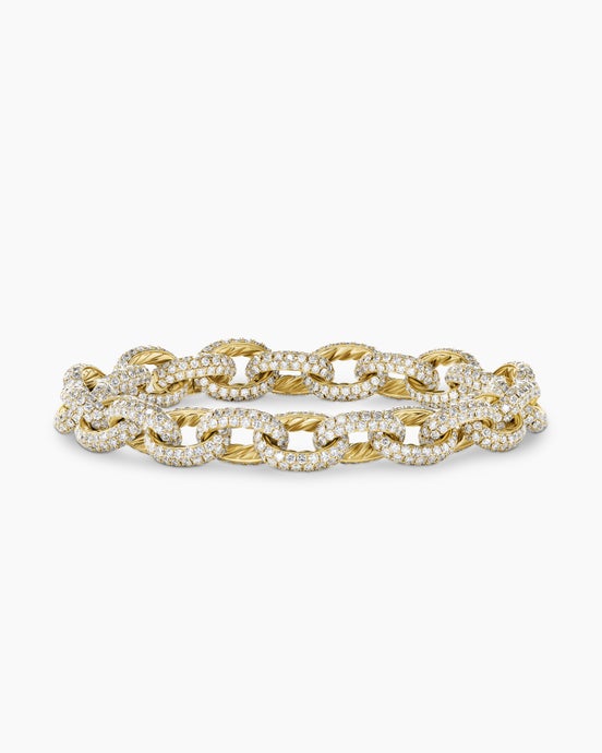 Bracelet chaîne à maillons Pavé en or jaune avec diamants