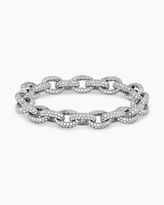 Pavé Link Chain Bracelet in White Gold