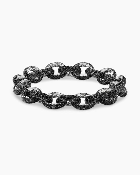 Pavé Link Chain Bracelet in White Gold with Black Diamonds
