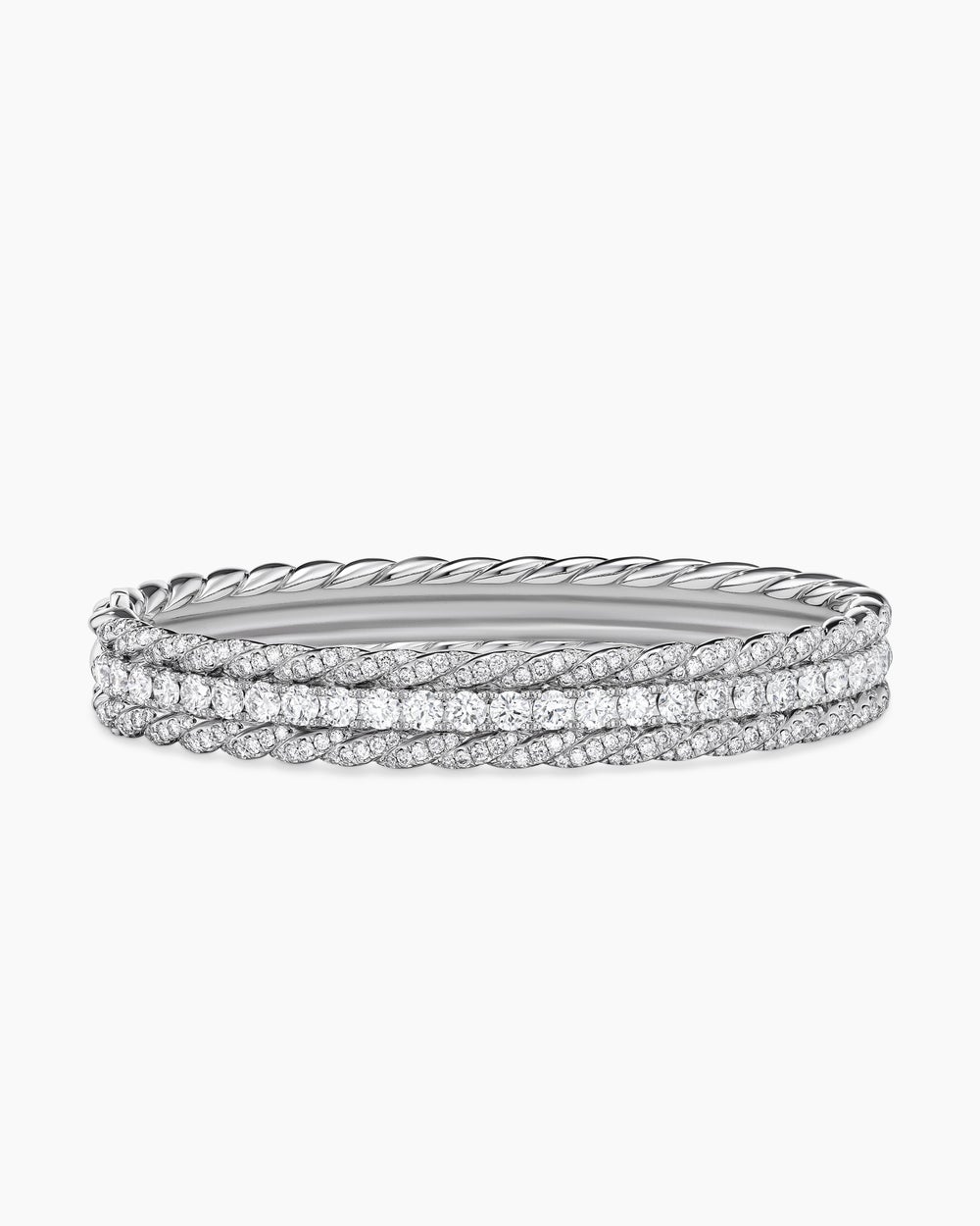 Womens Floating Diamonds Bracelet in White Gold
