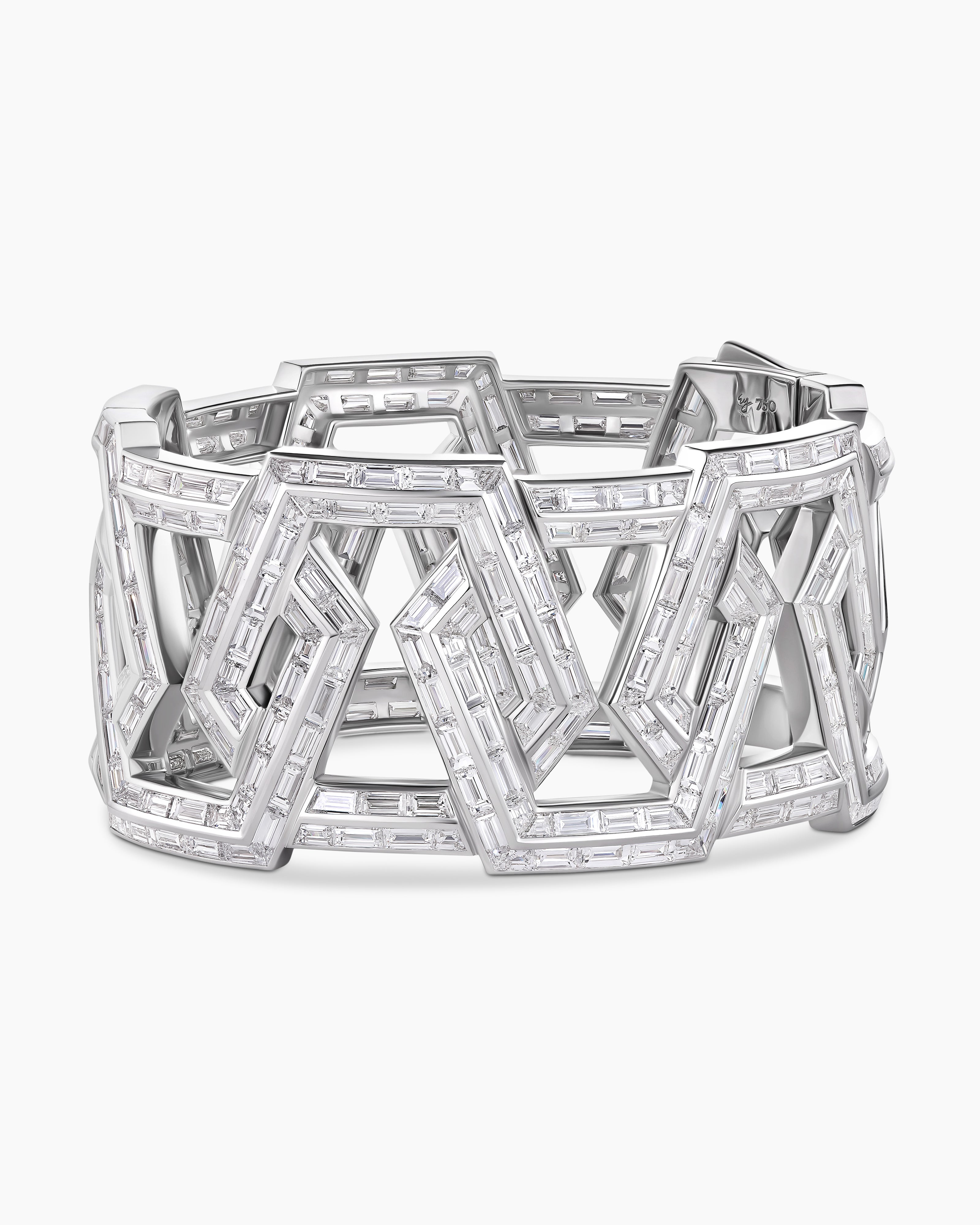 Womens Carlyle Statement Bracelet in White Gold with Diamonds