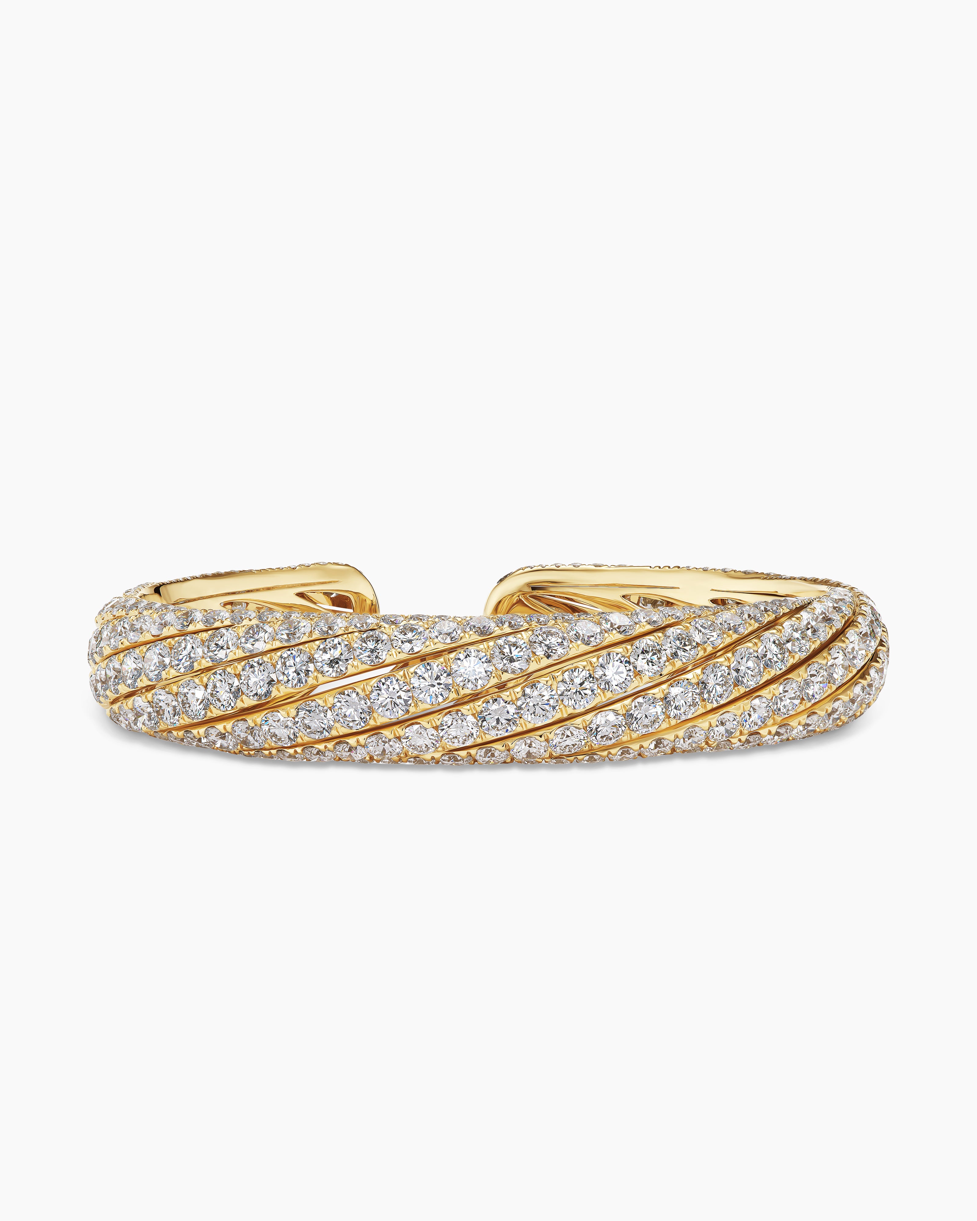 Bracelet manchette Pav&eacute; Floating Diamonds en or jaune femme 