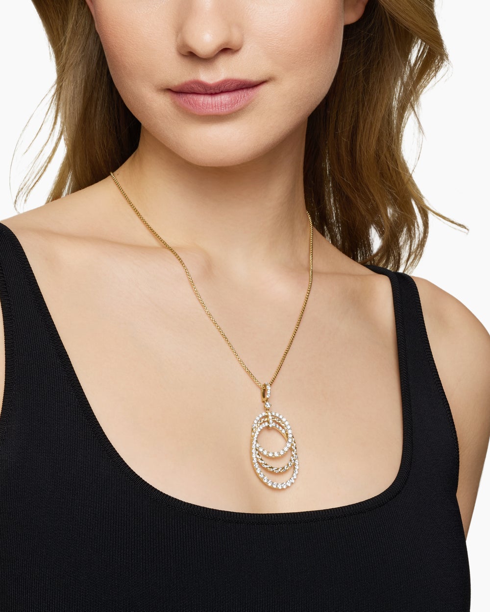 Pendentif goutte Floating Diamonds en or jaune femme