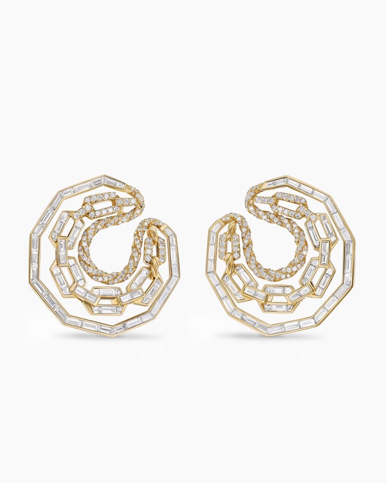 Stax Round Hoop Earrings in Yellow Gold with Diamonds