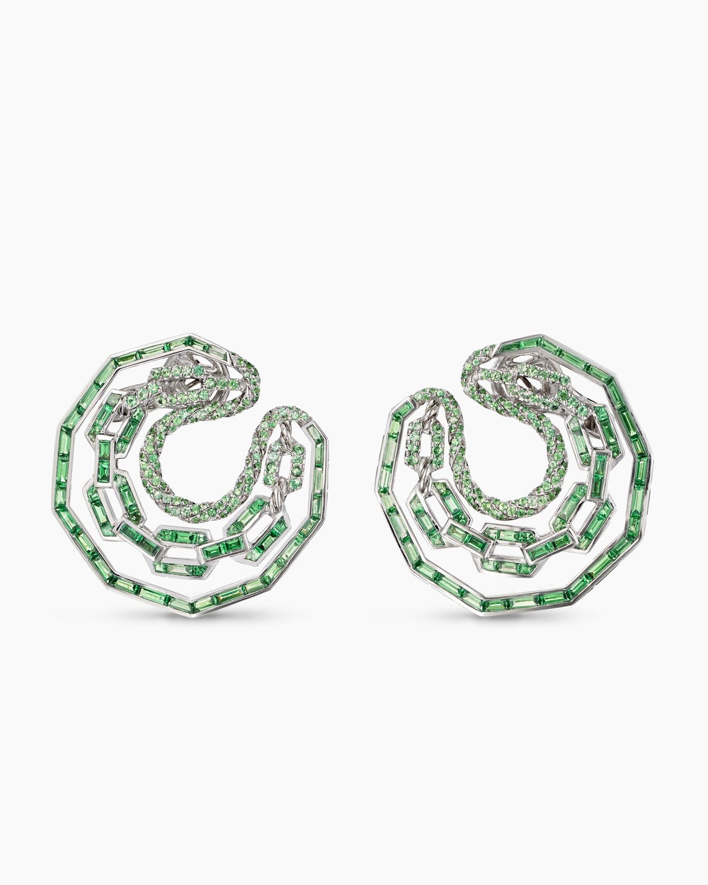Créoles rondes Stax en or blanc avec tsavorites femme