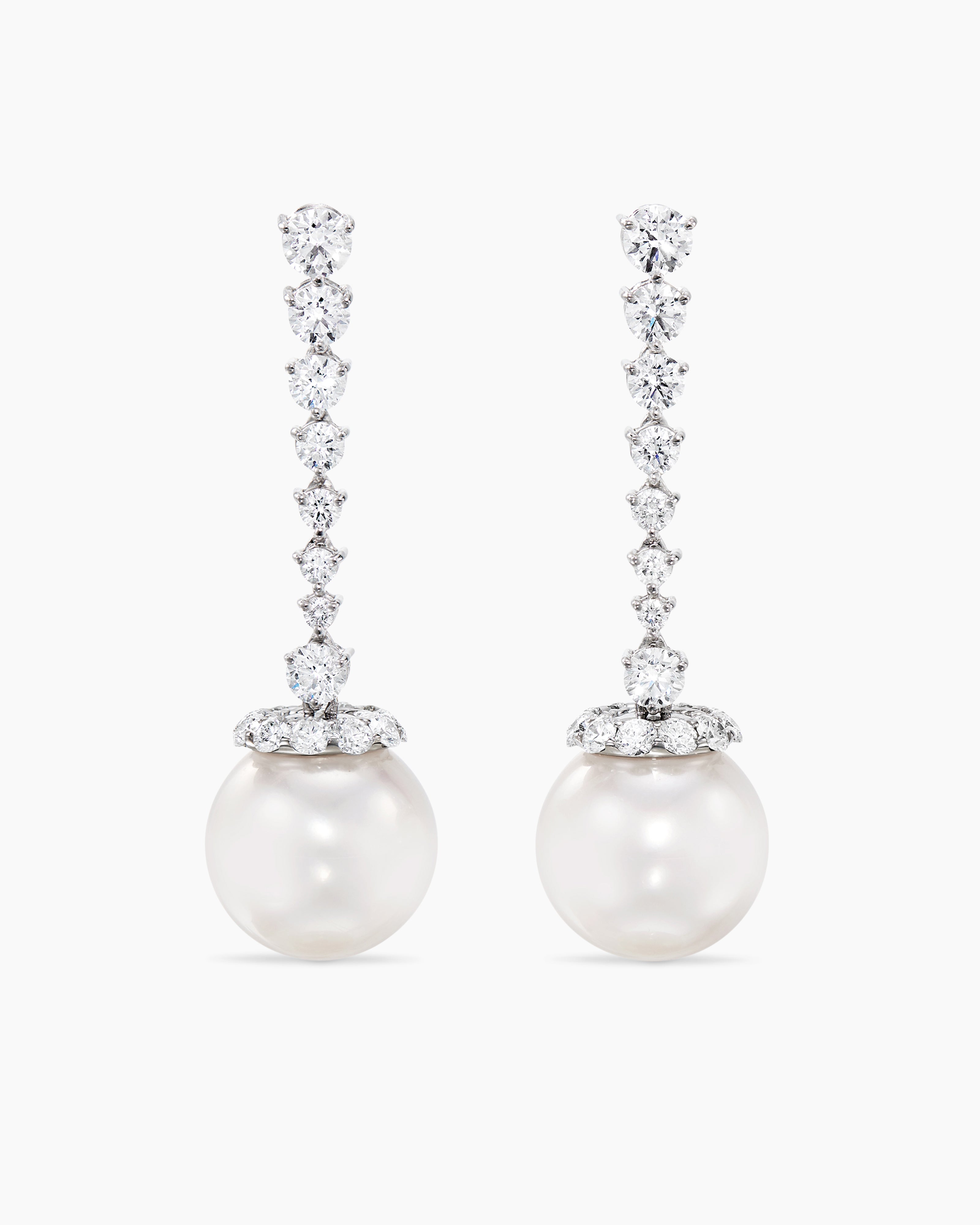 Boucles d&rsquo;oreilles Perle blanche des mers du sud DY Lumina en or blanc avec diamants femme 