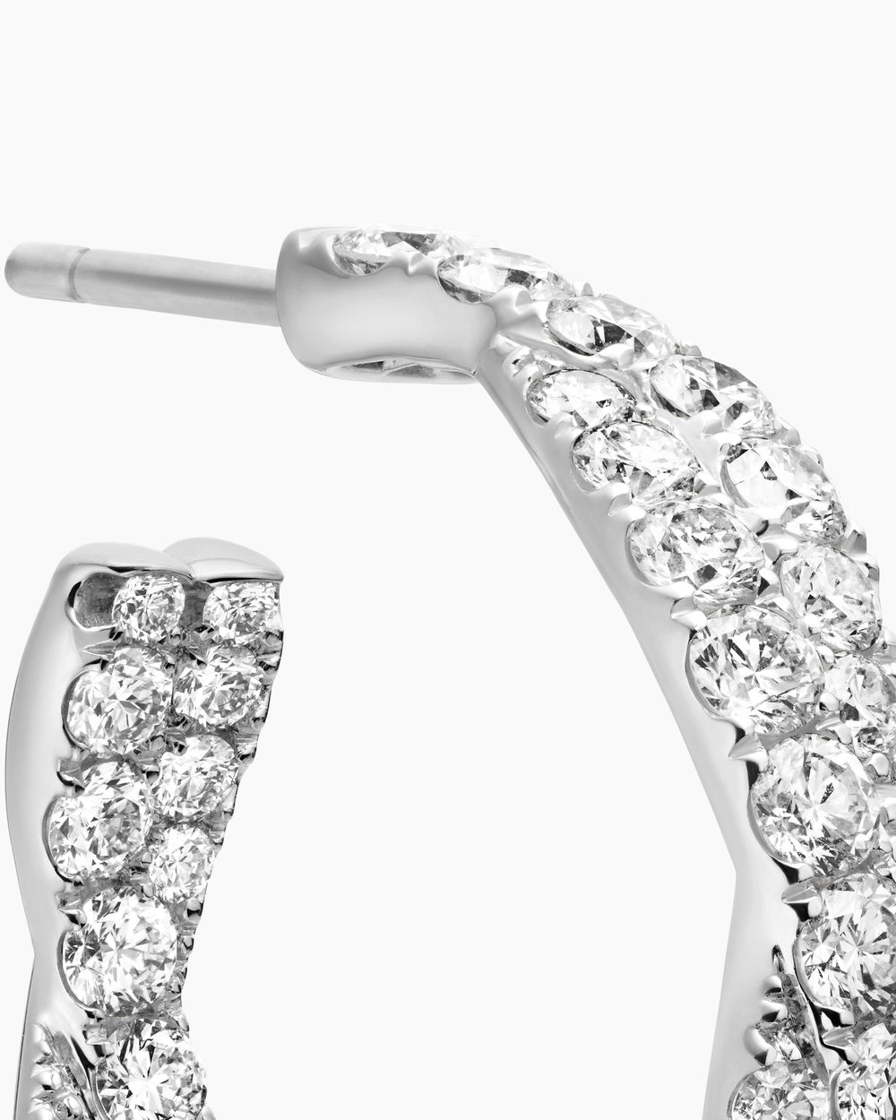 Womens Floating Diamonds Hoop Earrings in White Gold