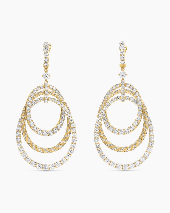Floating Diamonds Drop Earrings in Yellow Gold