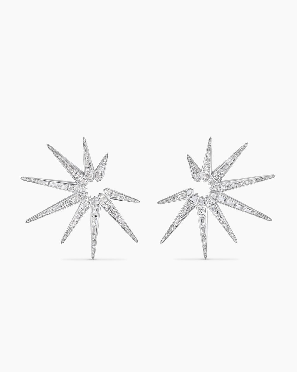 Womens Liberty Bright Cut Hoop Earrings in White Gold with Diamonds