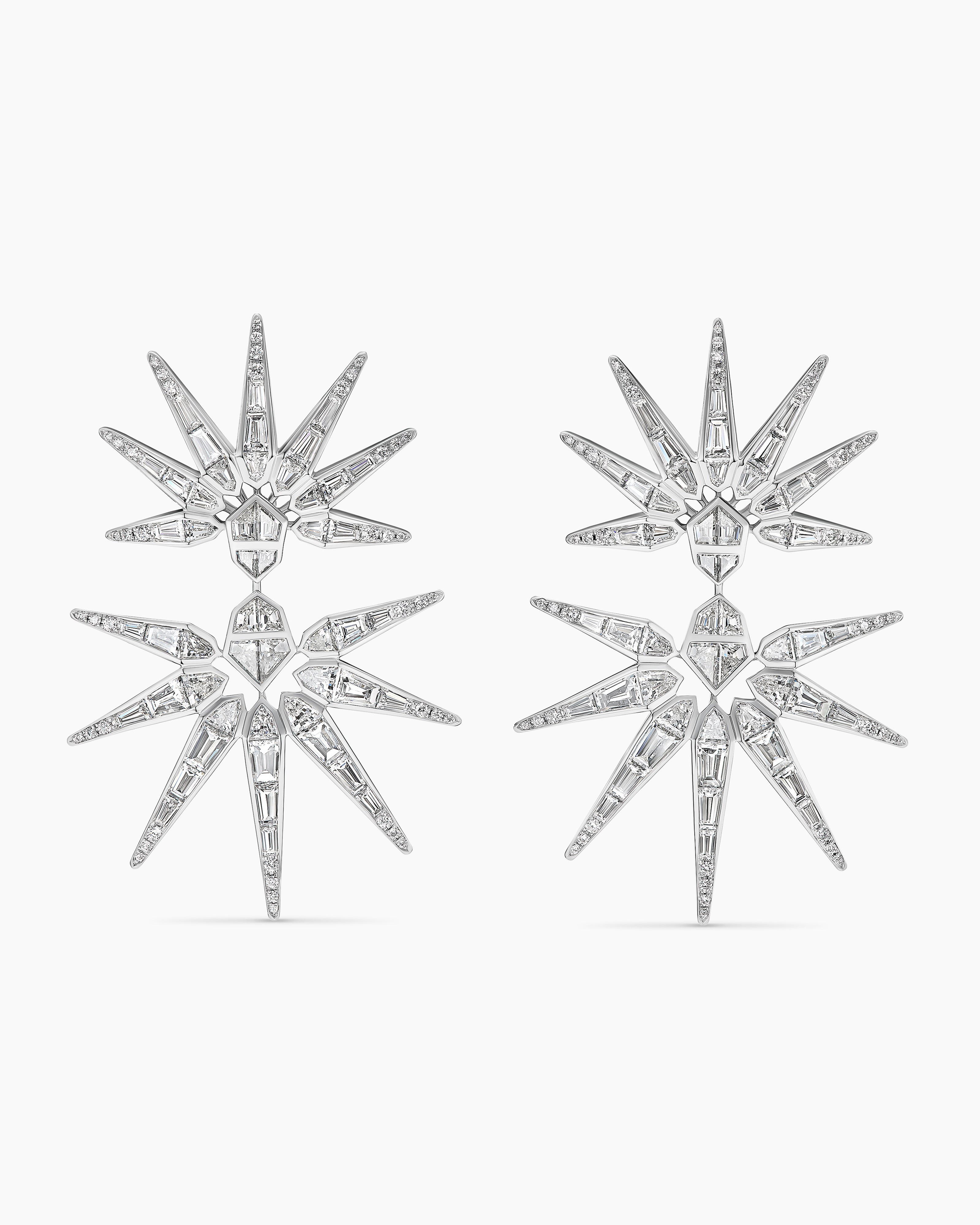 Womens Liberty Drop Earrings in White Gold with Diamonds