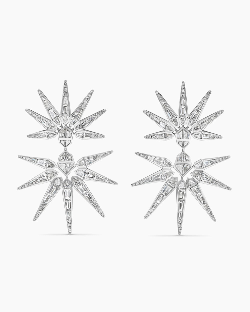 Womens Liberty Drop Earrings in White Gold with Diamonds