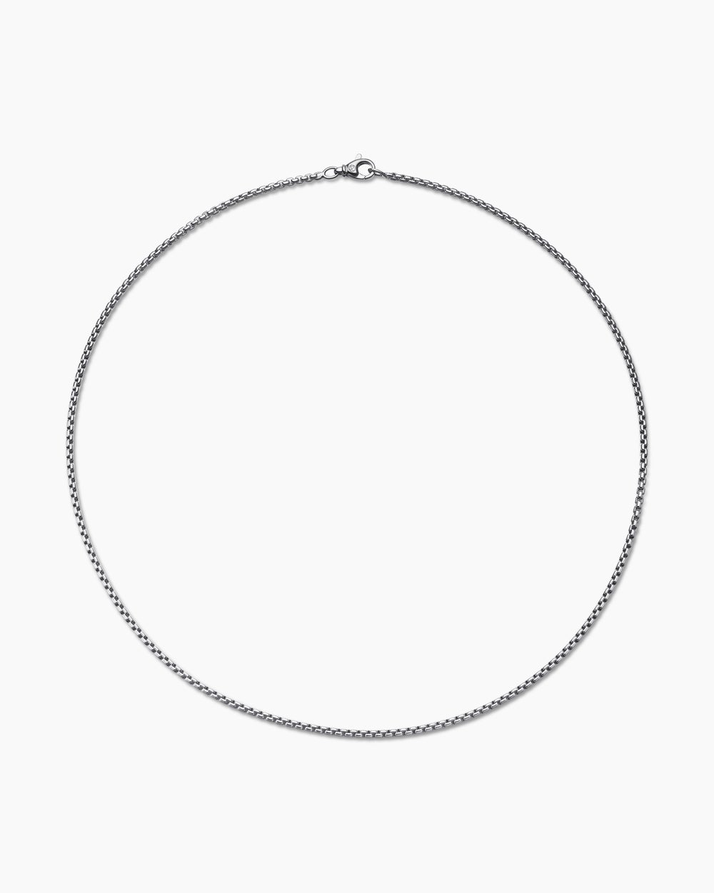 Mens Box Chain Necklace in 18K White Gold, 2.7mm
