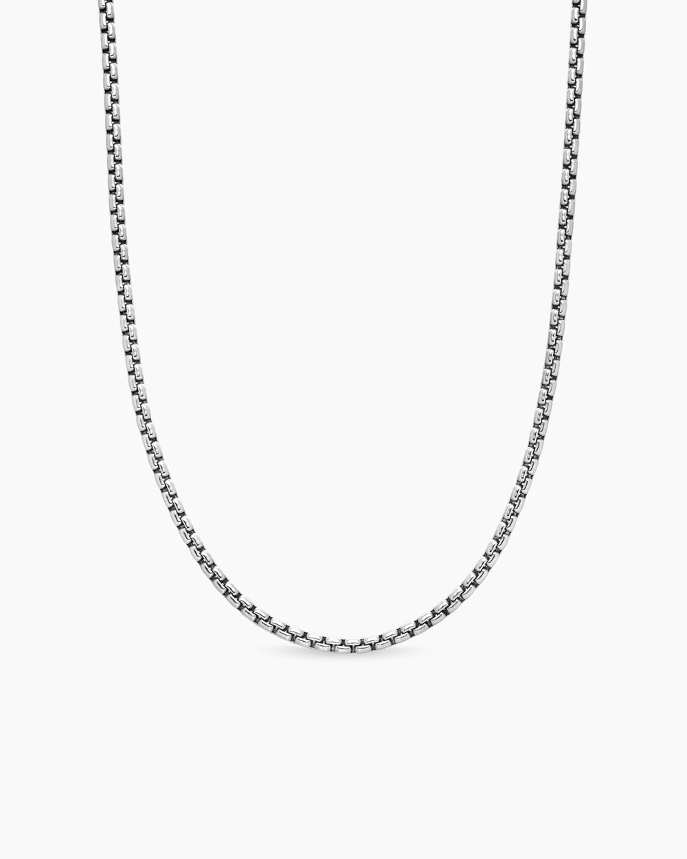 Mens Box Chain Necklace in 18K White Gold, 2.7mm